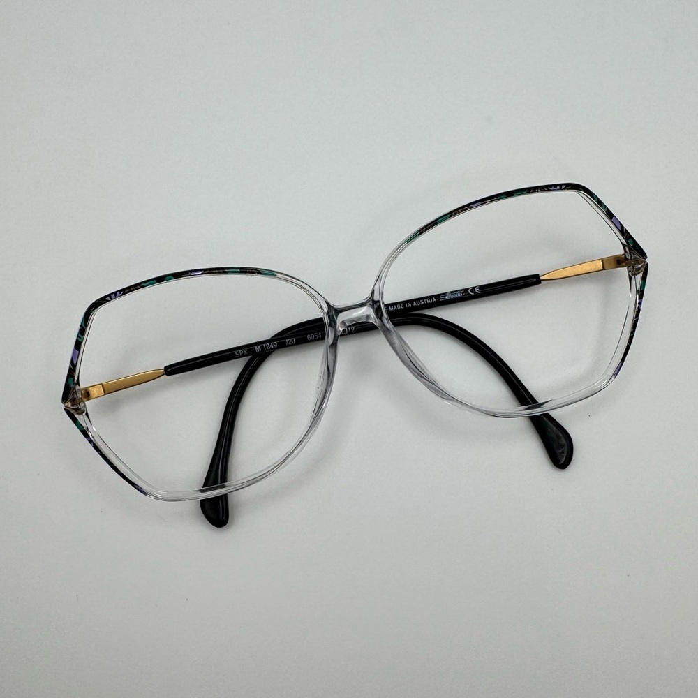 Silhouette SPX M1849 57-12-135 Gray Crystal/Black Geometric Glasses